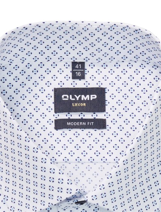 Olymp overhemd blauw geprint ml7 Luxor Modern Fit