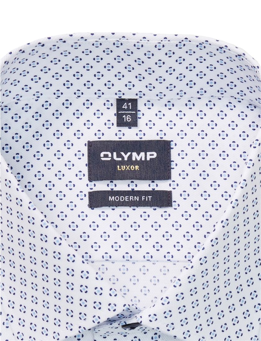 Olymp overhemd blauw geprint normale fit