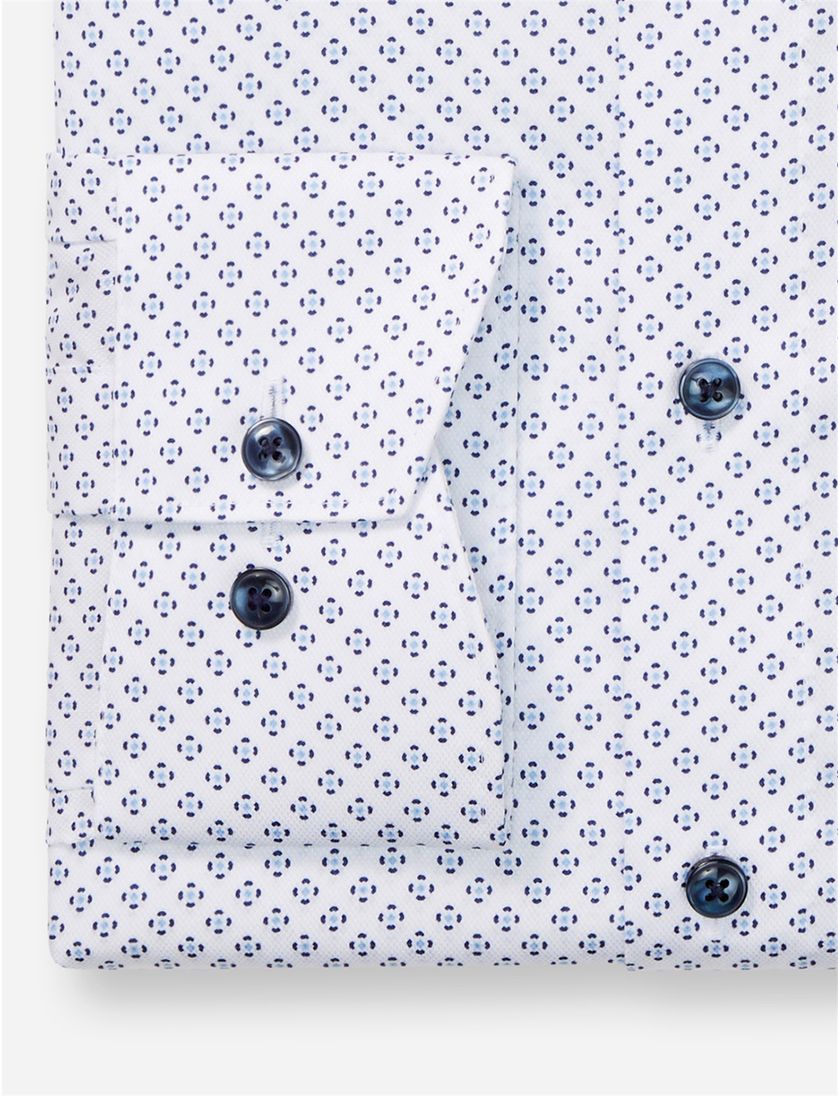 Olymp overhemd blauw geprint normale fit