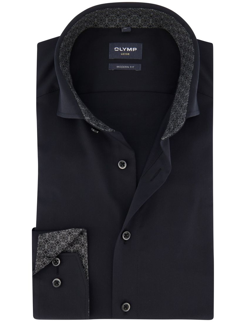 Zakelijk overhemd mouwlengte 7 Olymp Luxor Modern Fit zwart