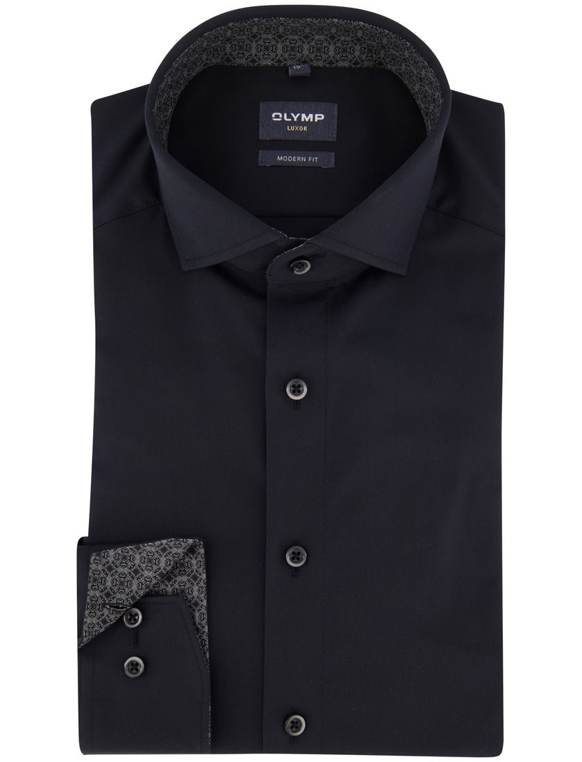 Zakelijk overhemd mouwlengte 7 Olymp Luxor Modern Fit zwart