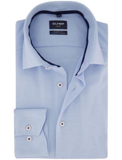 Olymp Olymp Luxor Modern Fit overhemd mouwlengte 7 lichtblauw print