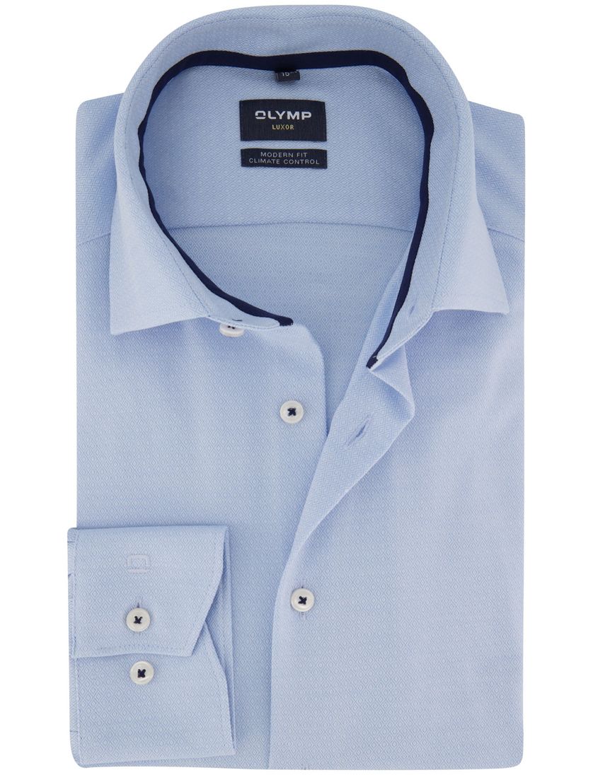 Zakelijk overhemd mouwlengte 7 Olymp Luxor Modern Fit lichtblauw