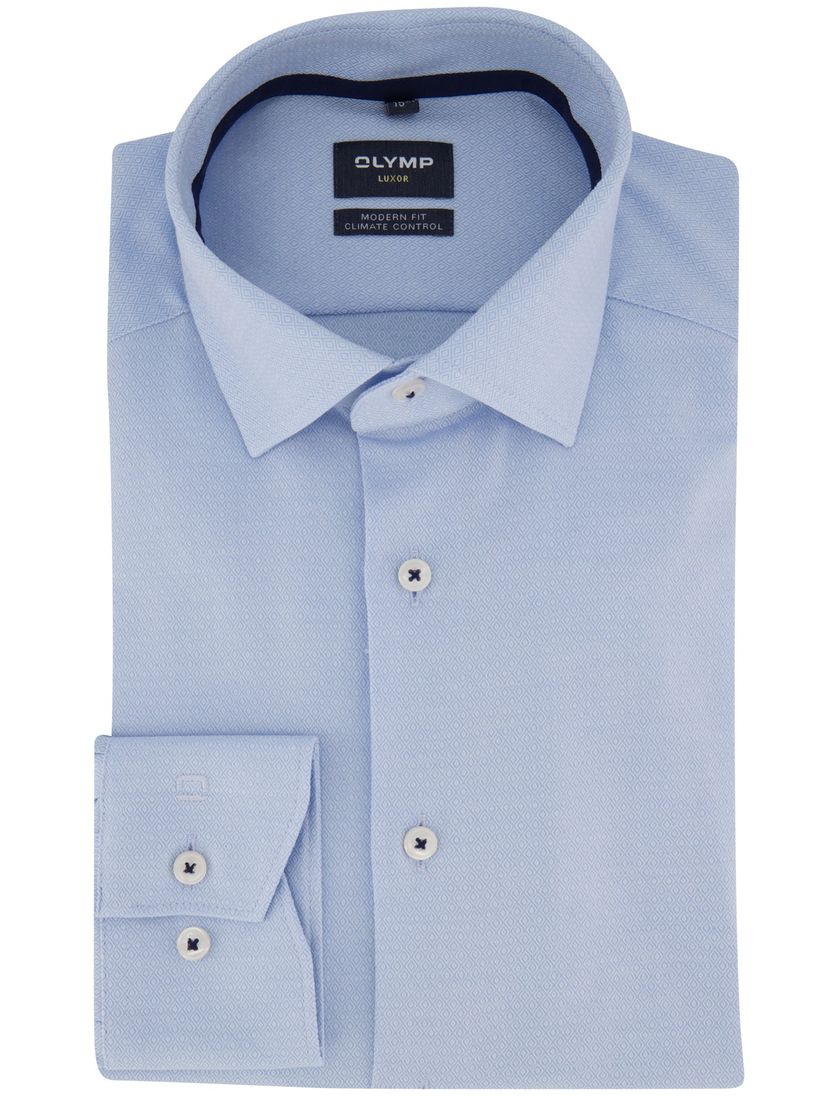 Zakelijk overhemd mouwlengte 7 Olymp Luxor Modern Fit lichtblauw