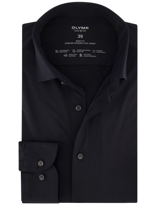 business overhemd zwart Olymp Level Five 24/7 body fit