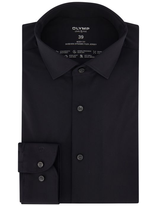business overhemd zwart Olymp Level Five 24/7 body fit