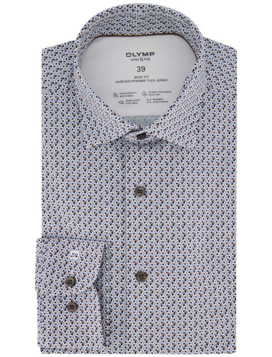 business overhemd wit Olymp Level Five 24/7 body fit