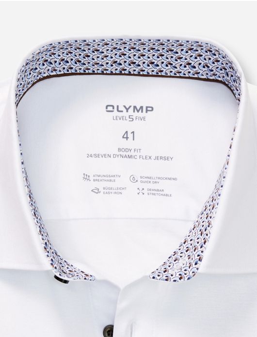 Olymp overhemd wit effen katoen