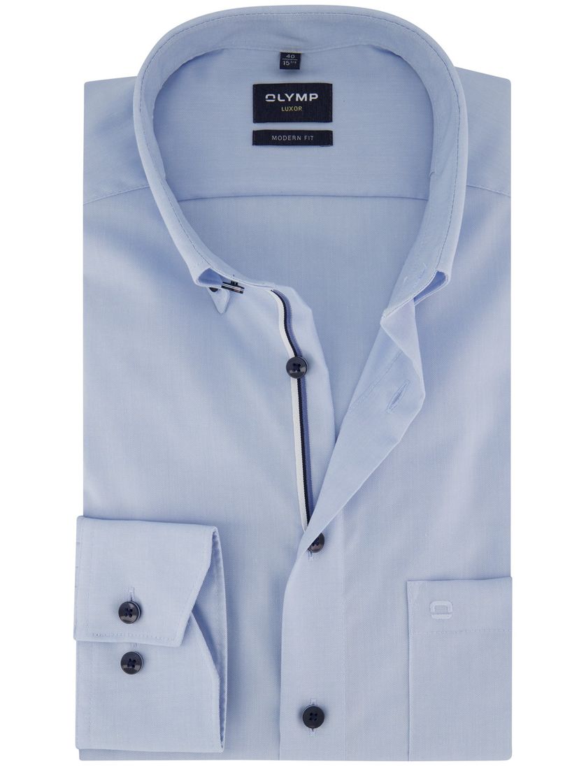 katoenen overhemd mouwlengte 7 Olymp Modern Fit lichtblauw