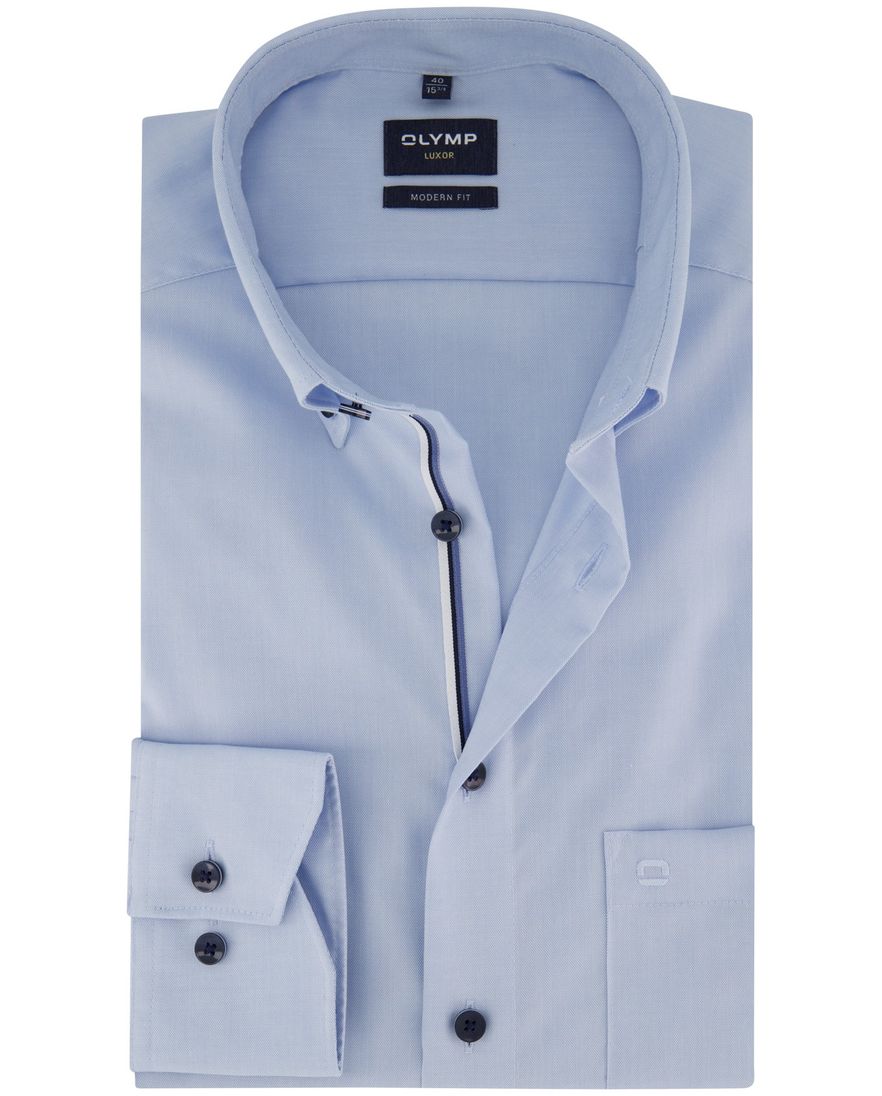 Olymp normale Fit overhemd mouwlengte 7 lichtblauw effen