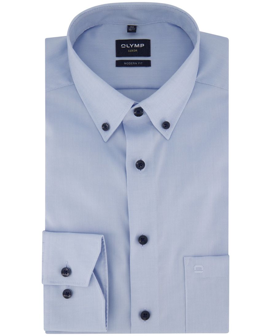 Olymp normale Fit overhemd mouwlengte 7 lichtblauw effen