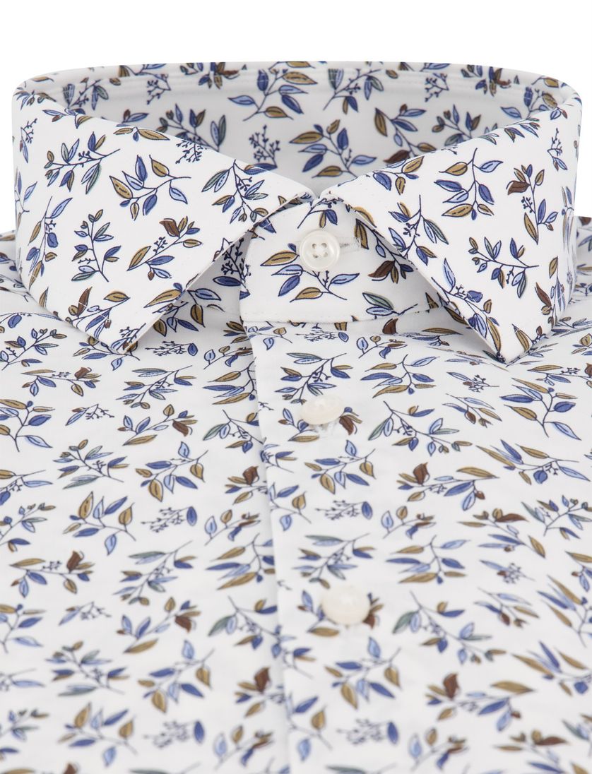 katoenen overhemd mouwlengte 7 Olymp normale Fit wit print