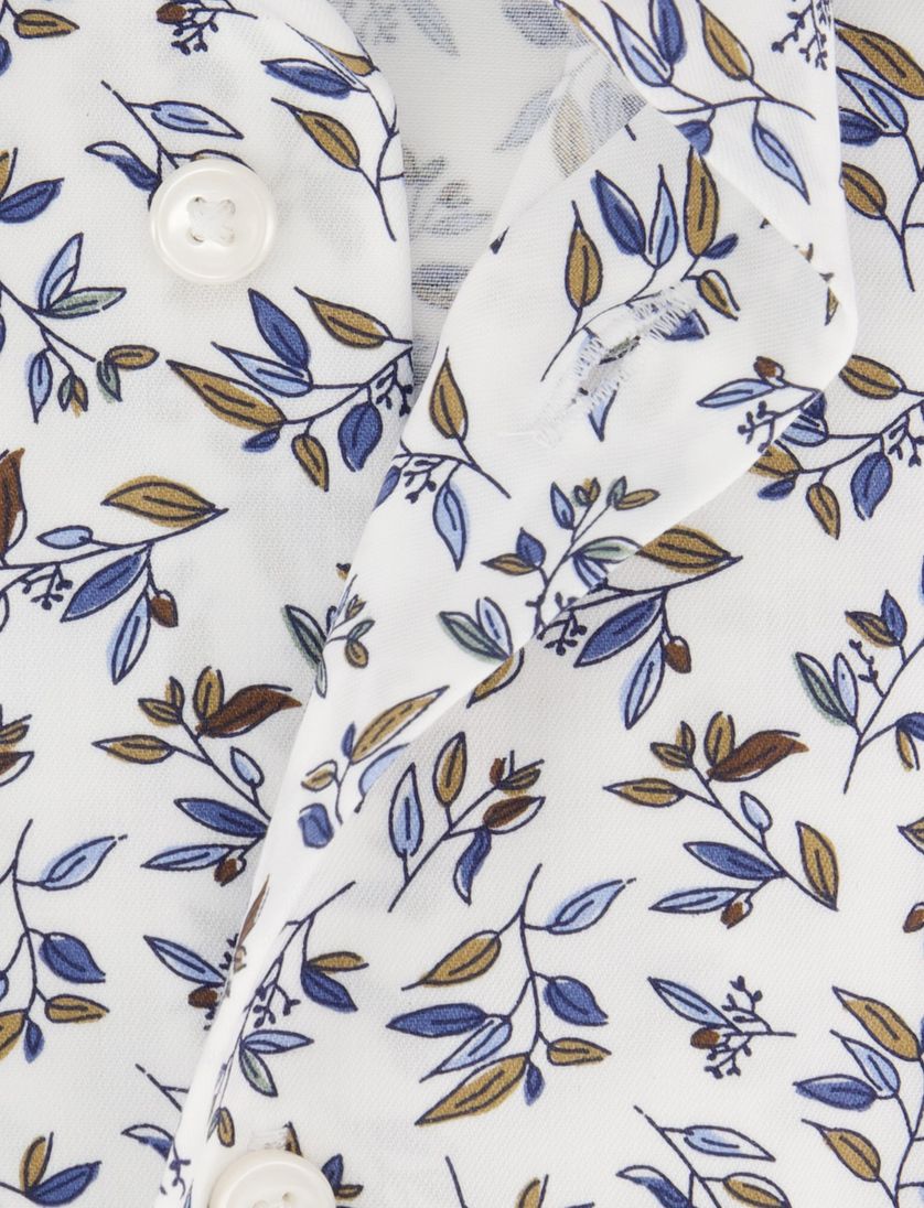 katoenen overhemd mouwlengte 7 Olymp normale Fit wit print