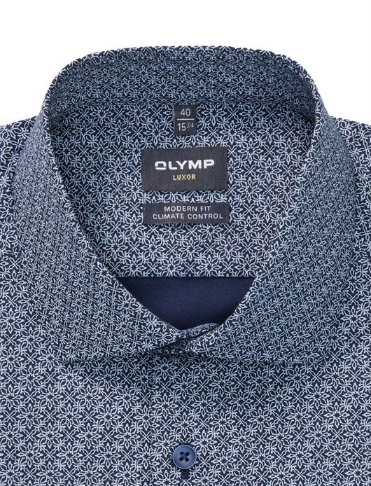 Olymp Luxor Modern Fit overhemd mouwlengte 7 blauw