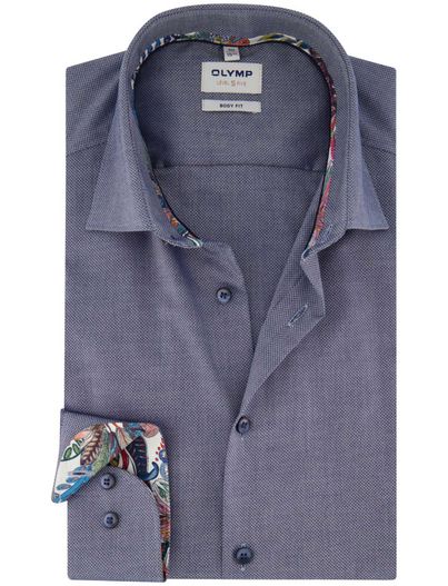 Olymp overhemd mouwlengte 7 blauw Olymp Level Five 24/7 body fit