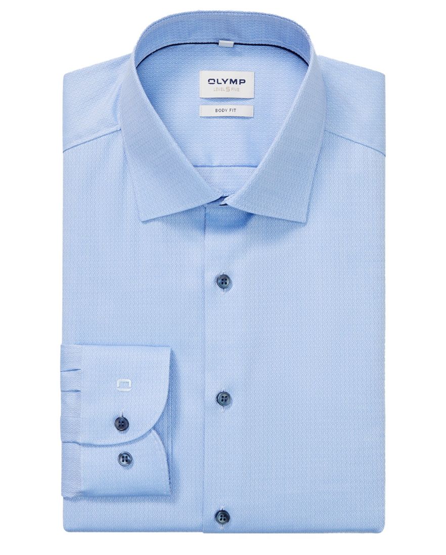 Olymp Level Five body fit overhemd mouwlengte 7 lichtblauw