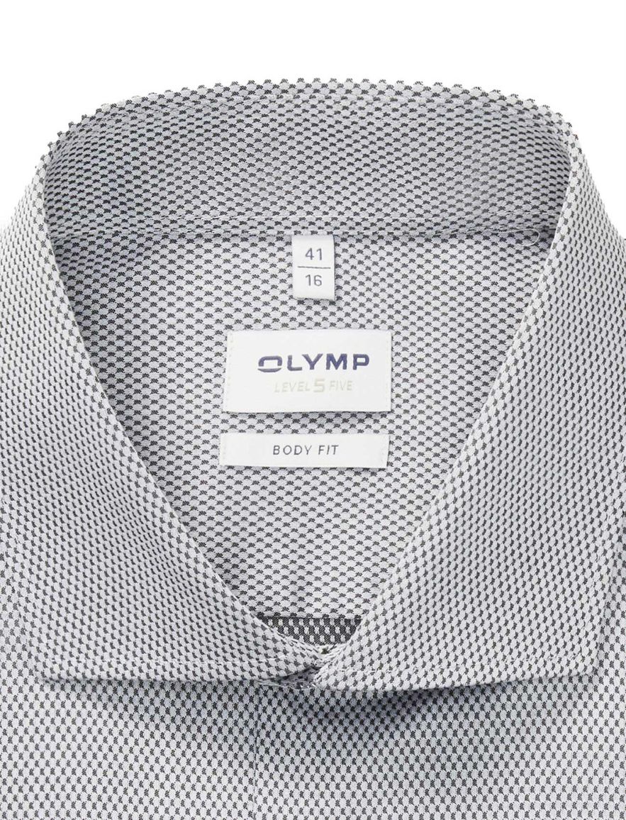 Olymp overhemd lichtgrijs print katoen