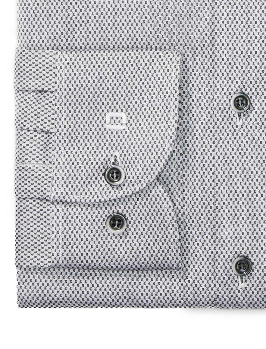 Olymp overhemd lichtgrijs print katoen