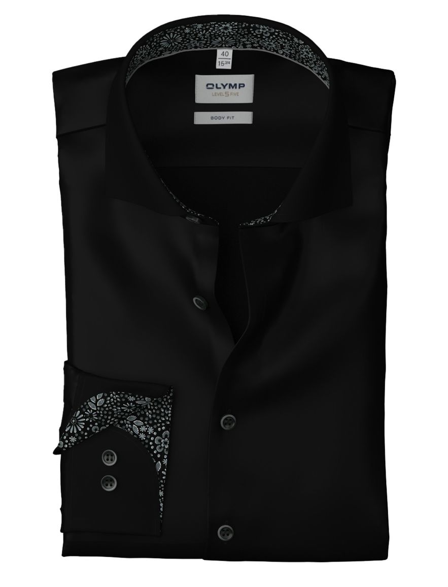 overhemd mouwlengte 7 zwart Olymp Level Five body fit