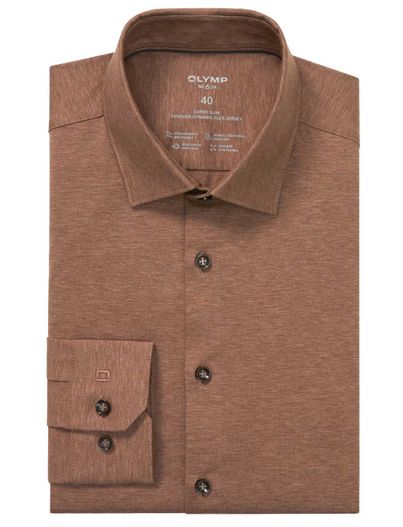 Olymp business overhemd bruin Olymp No. Six super slim