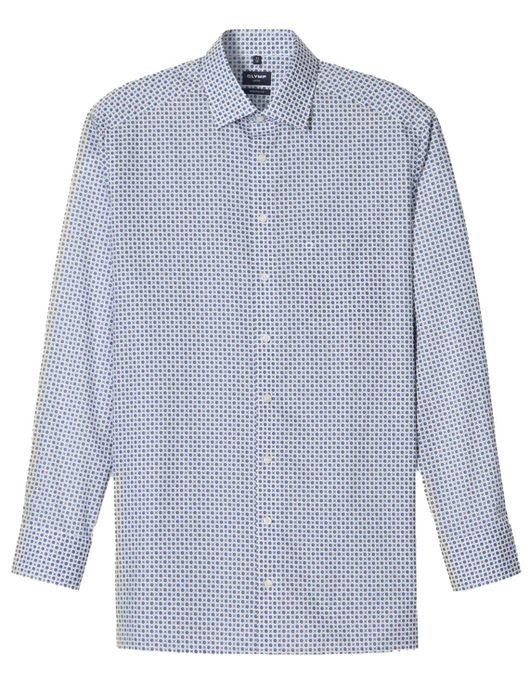 Olymp overhemd blauw geprint polyamide