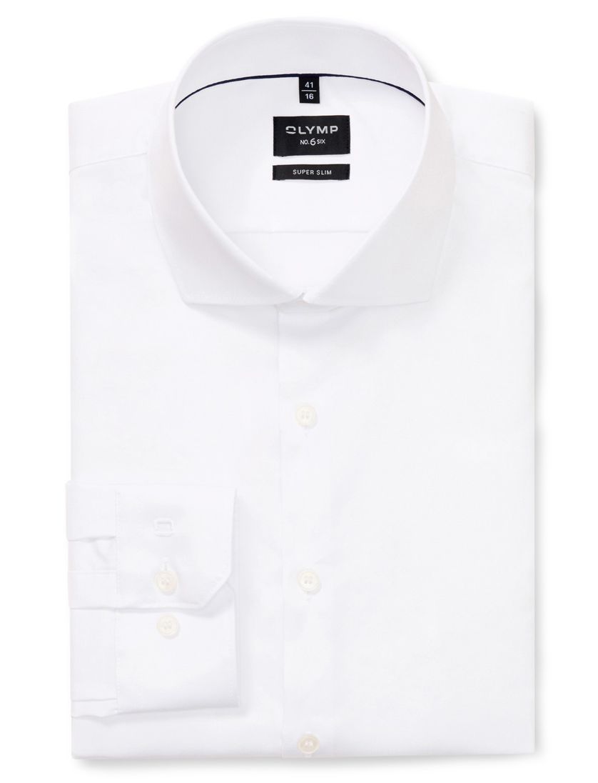 katoenen Olymp overhemd wit effen super slim fit
