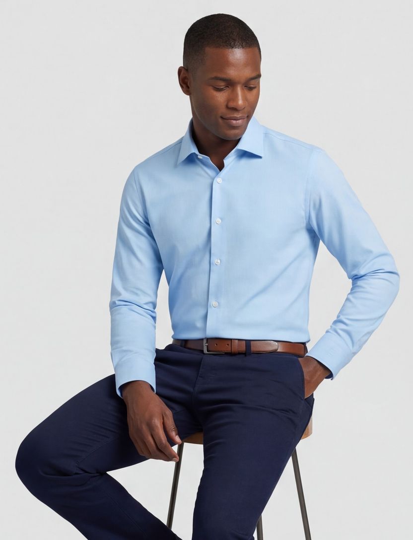 Olymp overhemd lichtblauw effen polyamide super slim fit