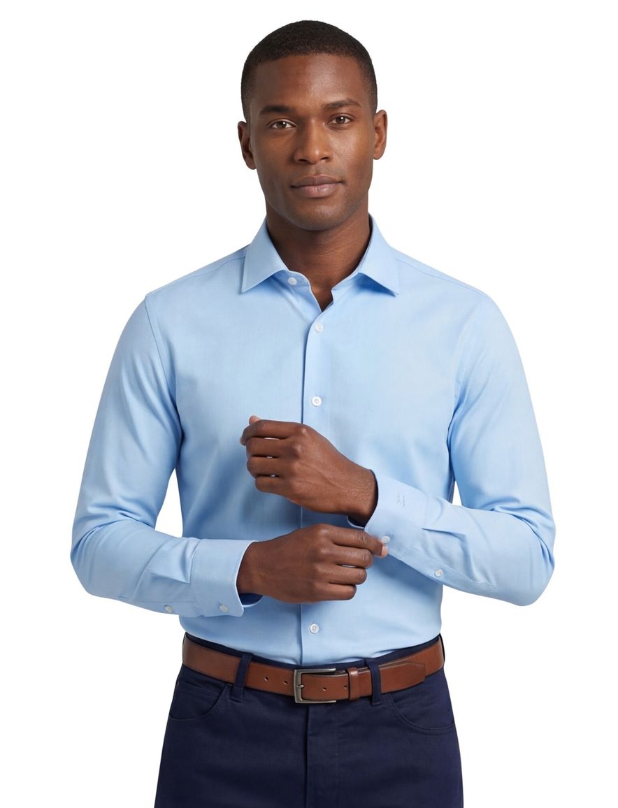 Olymp overhemd effen lichtblauw polyamide