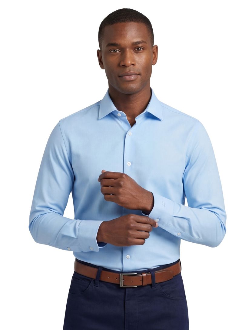 Olymp overhemd lichtblauw effen polyamide super slim fit