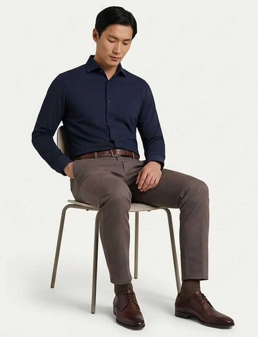 Olymp overhemd No. Six body fit donkerblauw