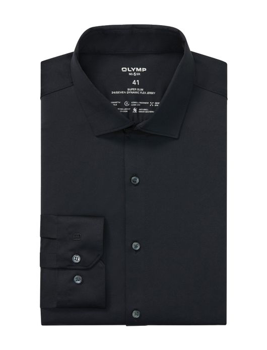 Olymp overhemd zwart effen polyamide