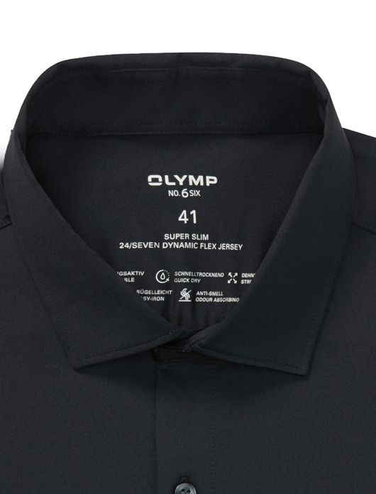 Olymp overhemd zwart effen polyamide