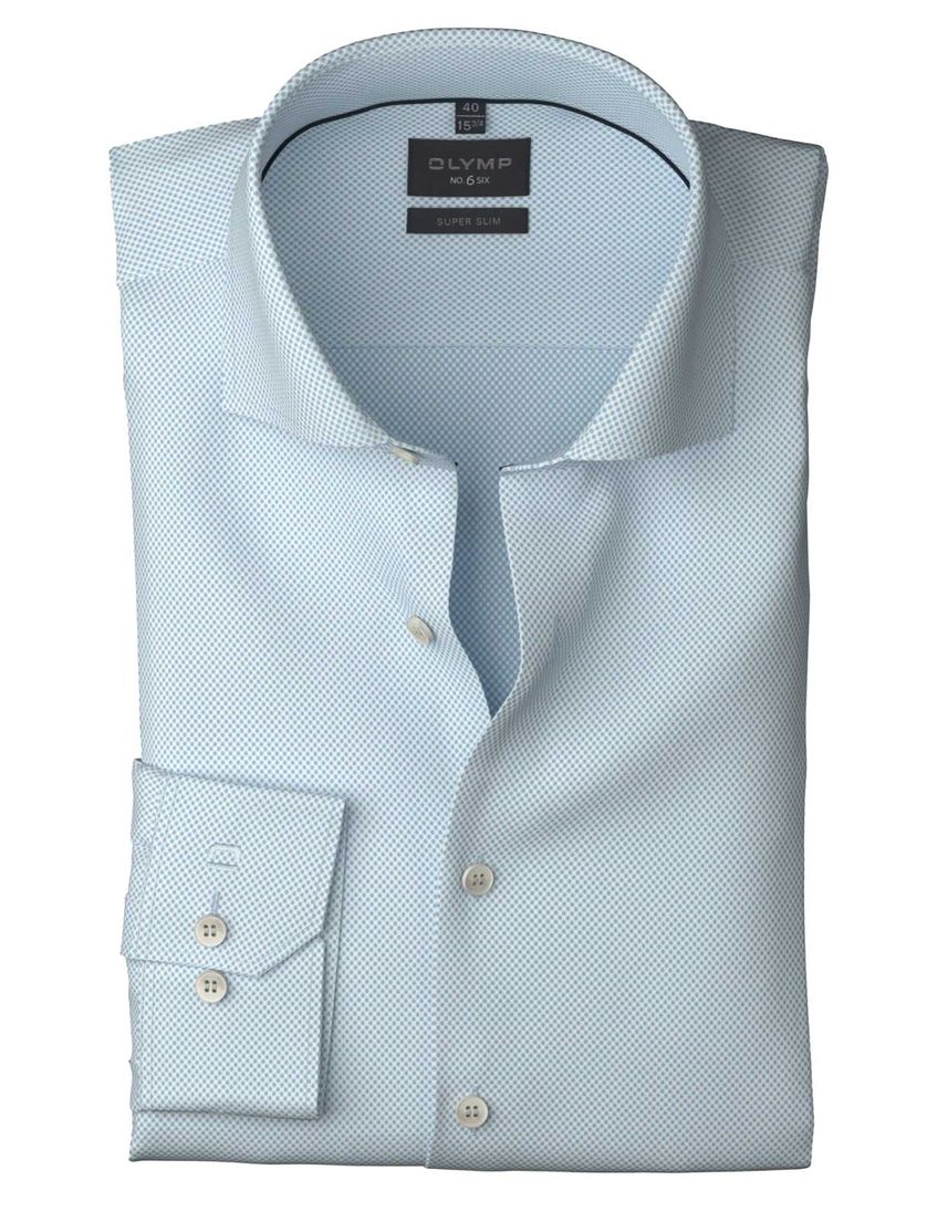 katoenen Olymp overhemd lichtblauw geprint super slim fit