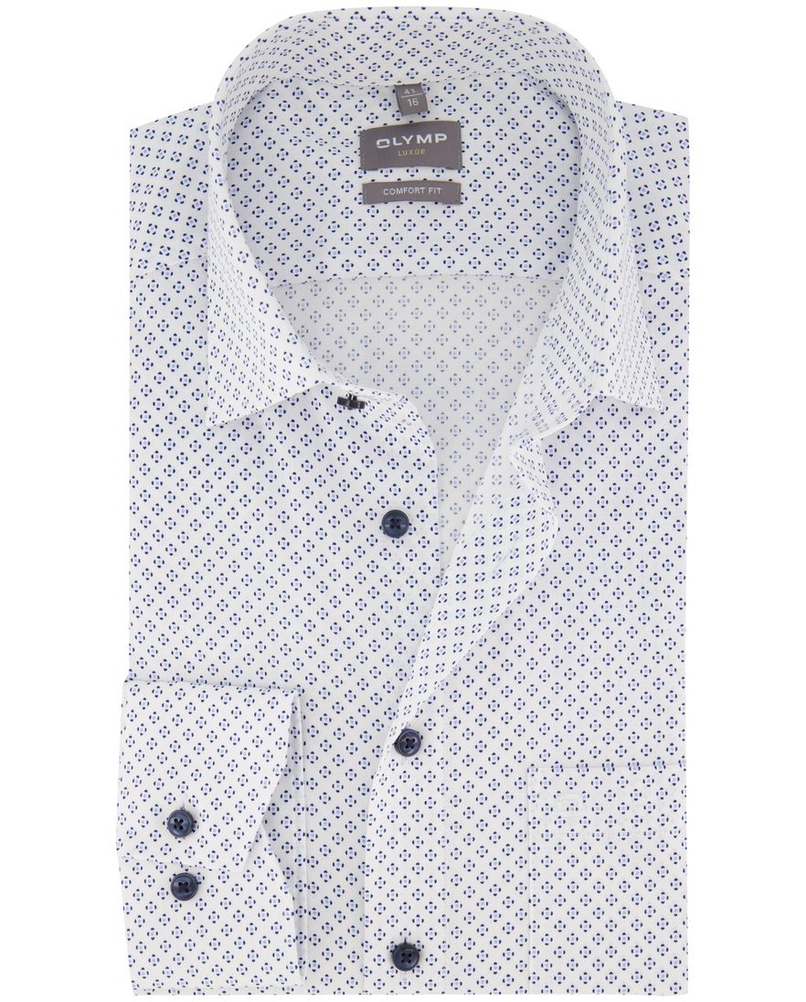 Olymp Luxor Comfort Fit overhemd mouwlengte 7 wit geprint