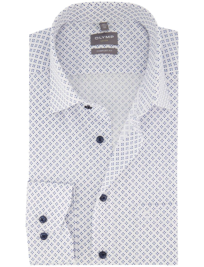 overhemd mouwlengte 7 Olymp Luxor Comfort Fit wit borstzak