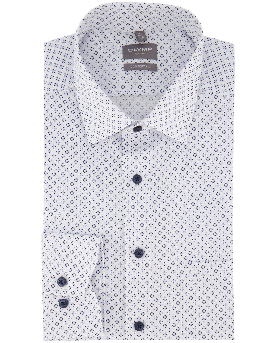 Olymp Luxor Comfort Fit overhemd mouwlengte 7 wit geprint