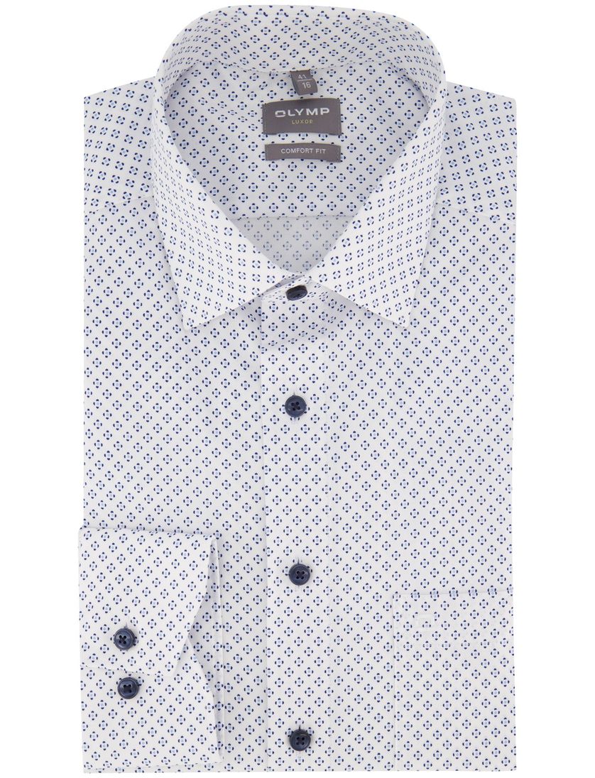 overhemd mouwlengte 7 Olymp Luxor Comfort Fit wit borstzak