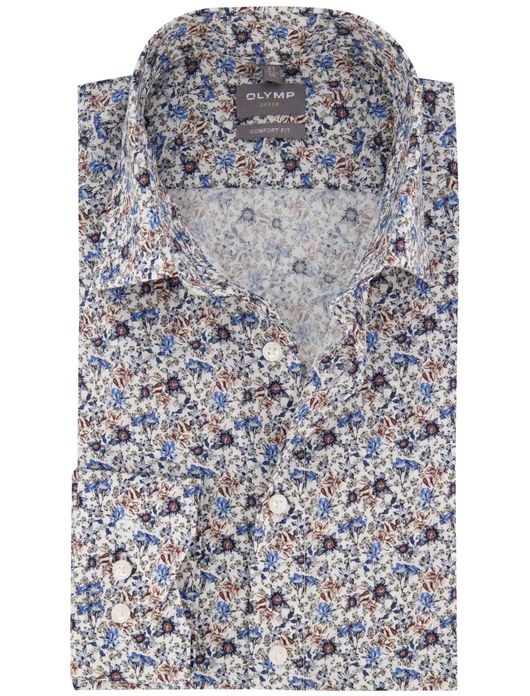 overhemd mouwlengte 7 blauw Olymp Luxor Comfort Fit
