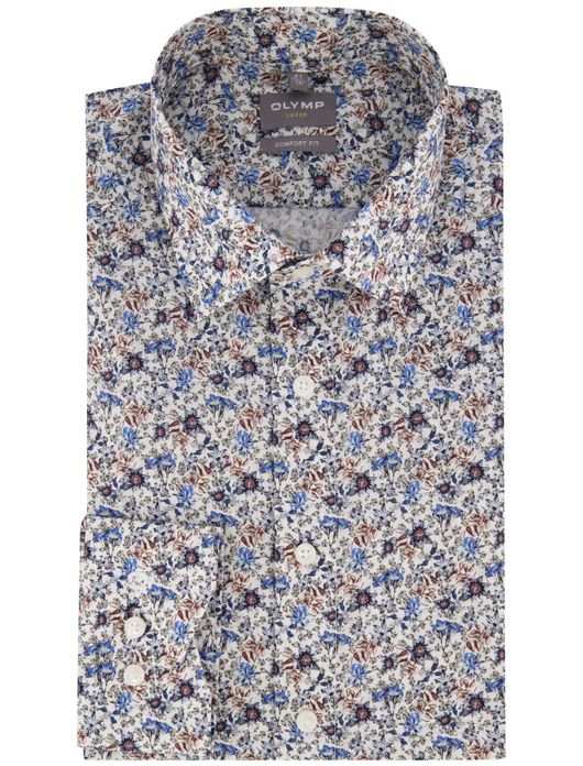 overhemd mouwlengte 7 blauw Olymp Luxor Comfort Fit