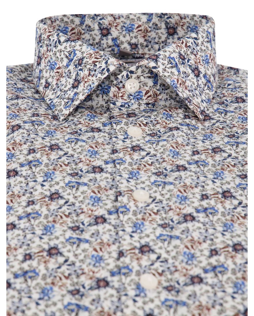 Olymp Luxor Comfort Fit overhemd mouwlengte 7 blauw geprint