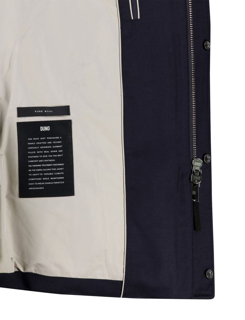Duno winterjas donkerblauw wol capuchon
