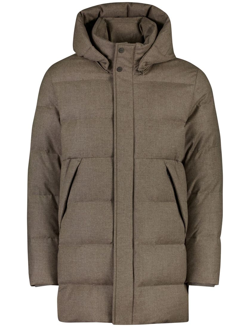 Duno winterjas effen bruin gewatteerd normale fit