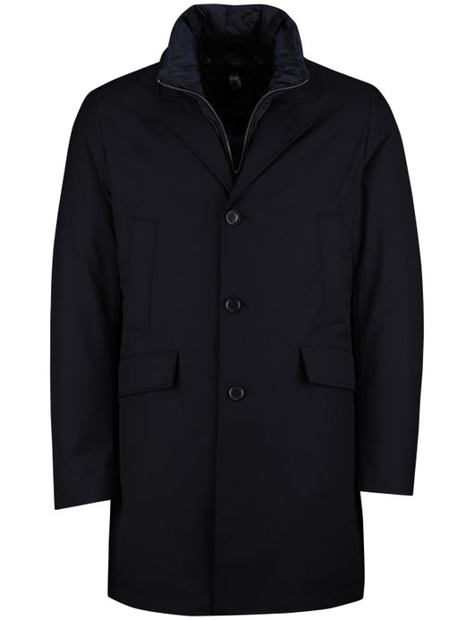 Duno mantel jas Spencer waterdicht effen navy wol rits en knopen
