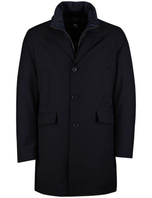 Duno Mantel jas Duno Spencer waterdicht effen navy wol rits en knopen