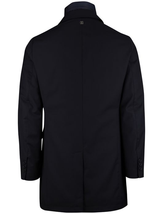 Duno mantel jas Spencer waterdicht effen navy wol rits en knopen