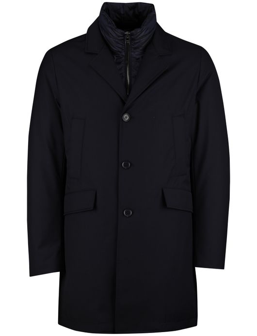 Duno mantel jas Spencer waterdicht effen navy wol rits en knopen