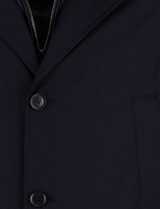 Duno mantel jas Spencer waterdicht effen navy wol rits en knopen
