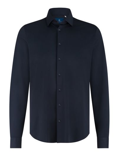 Blue Industry Blue Industry overhemd donkerblauw effen stretch