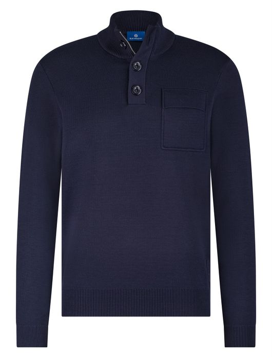 Blue Industry trui navy half zip met knopen