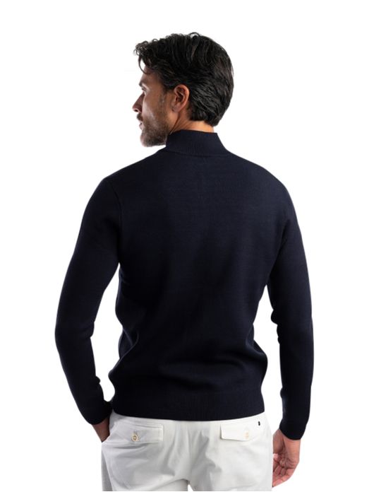 Blue Industry trui navy half zip met knopen